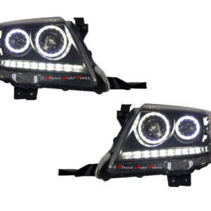 HEADLIGHT HEAD LIGHT LAMP SET (LED ANGEL EYES BLACK) for TOYOTA HILUX 2011-2015
